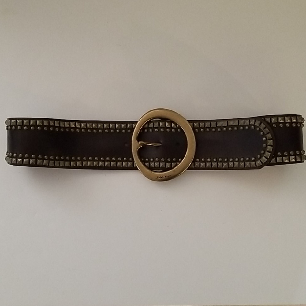 Calvin Klein Wide Studded Leather Belt Sz M